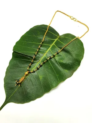 Fancy Short Mangalsutra Designs Gold Plated Ball Shape Pendant Chain Dark Green Beads with Latkan