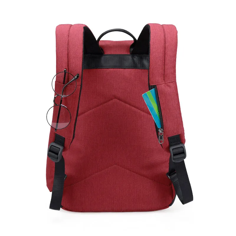Fashion Men's/Women's Slim 15.6" Laptop Backpack With USB Charging Port For School/Work/Travel - Black,Red