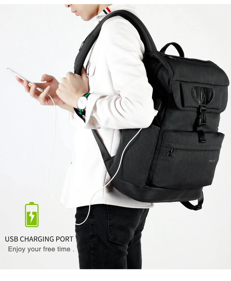 Fashion Men's/Women's Slim 15.6" Laptop Backpack With USB Charging Port For School/Work/Travel - Black,Red