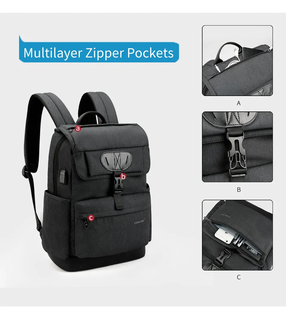 Fashion Men's/Women's Slim 15.6" Laptop Backpack With USB Charging Port For School/Work/Travel - Black,Red