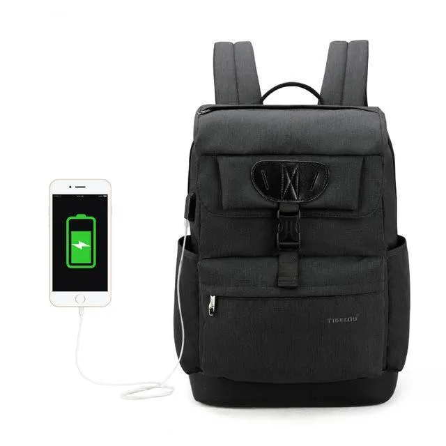Fashion Men's/Women's Slim 15.6" Laptop Backpack With USB Charging Port For School/Work/Travel - Black,Red