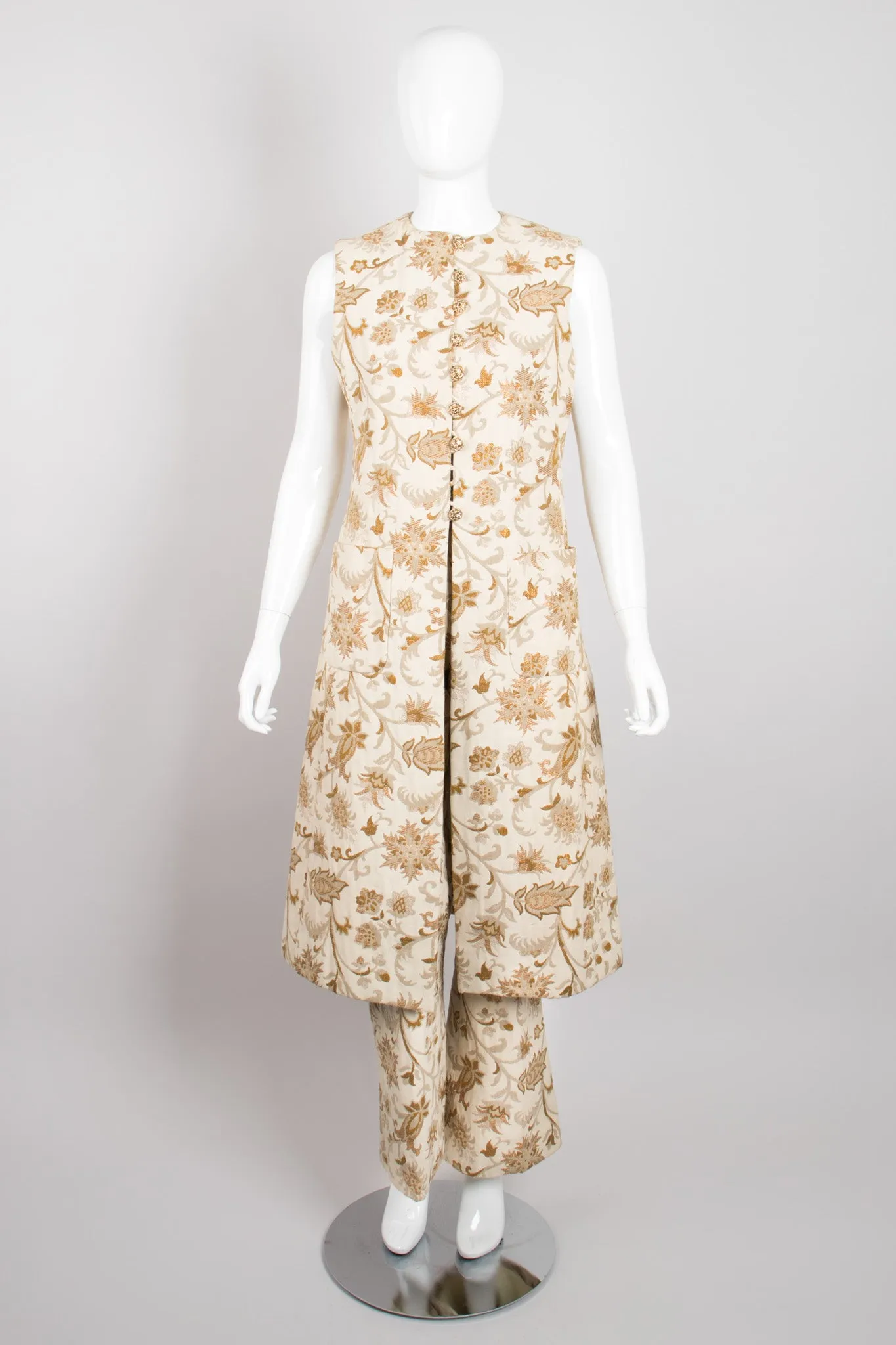 Floral Brocade Vest & Pant Set