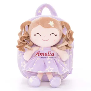 Gloveleya 9-inch Personalized Plush Curly Star Dolls Backpack Series
