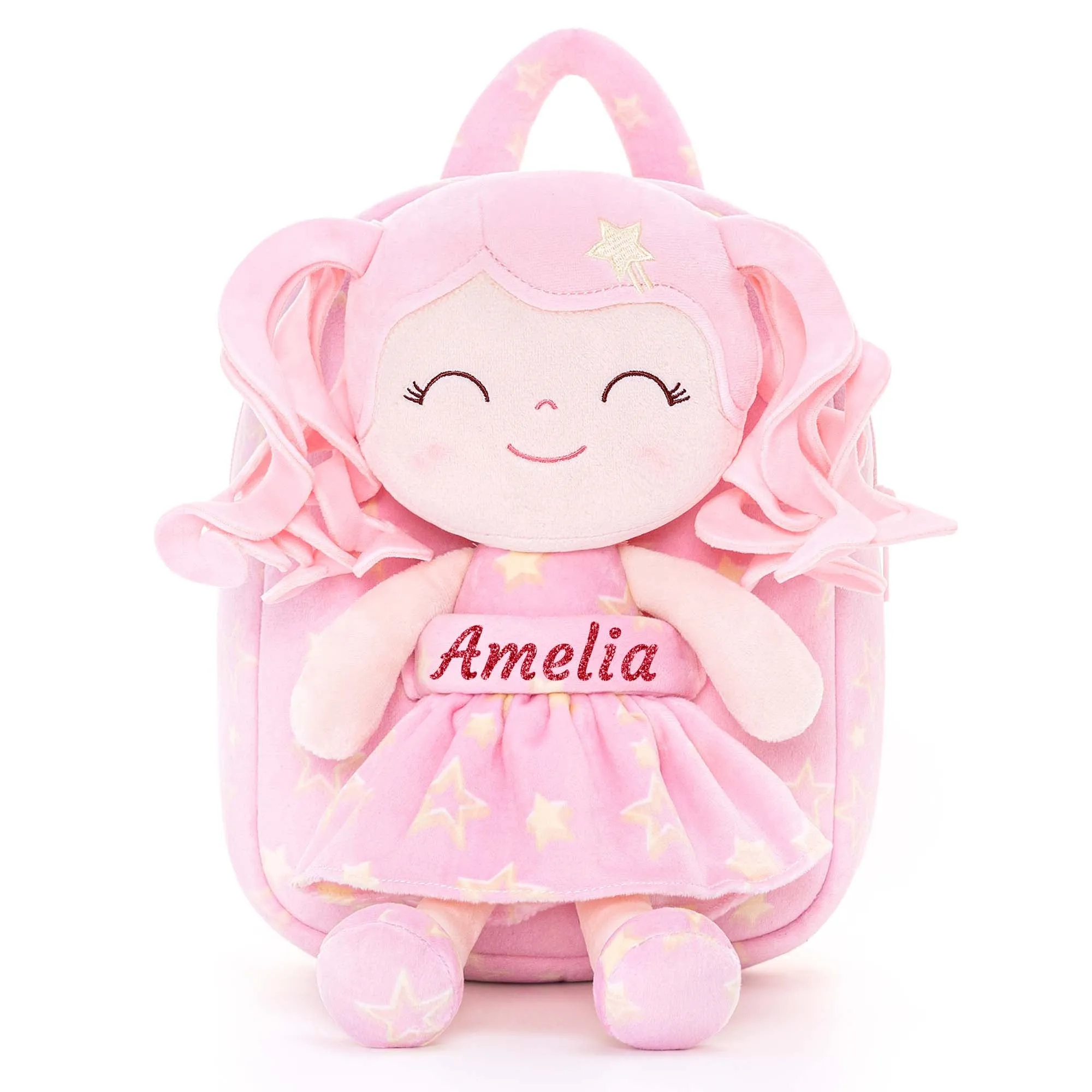 Gloveleya 9-inch Personalized Plush Curly Star Dolls Backpack Series