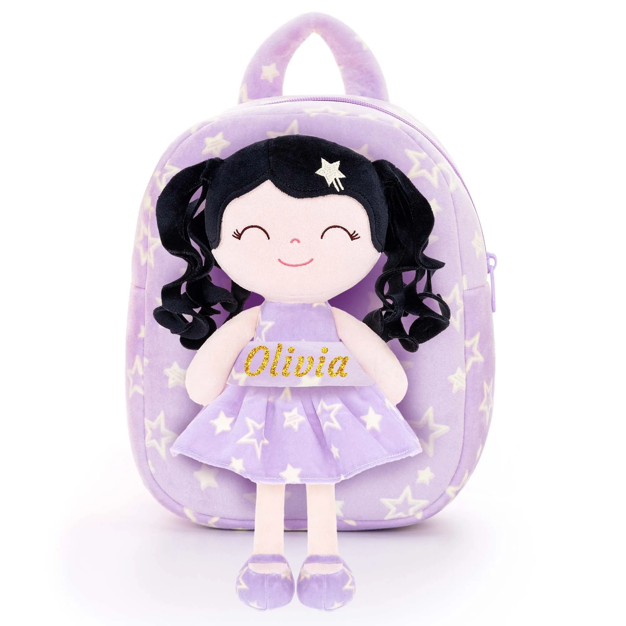 Gloveleya 9-inch Personalized Plush Curly Star Dolls Backpack Series