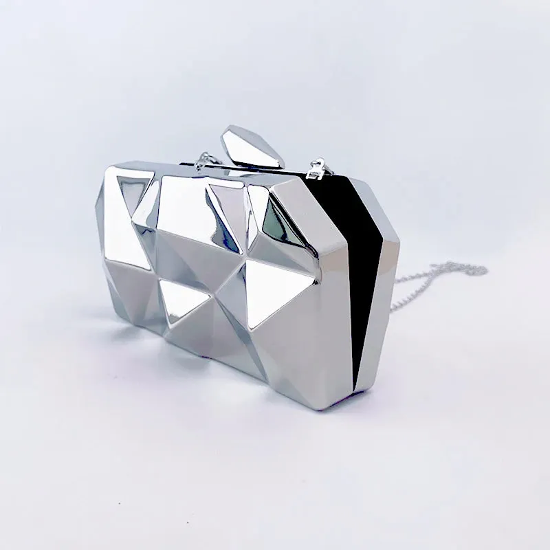 Gold Acrylic Box Geometric Evening Bag Clutch Bags Elegent Chain Women Handbag for Party Shoulder Bag for Wedding/Dating/Party