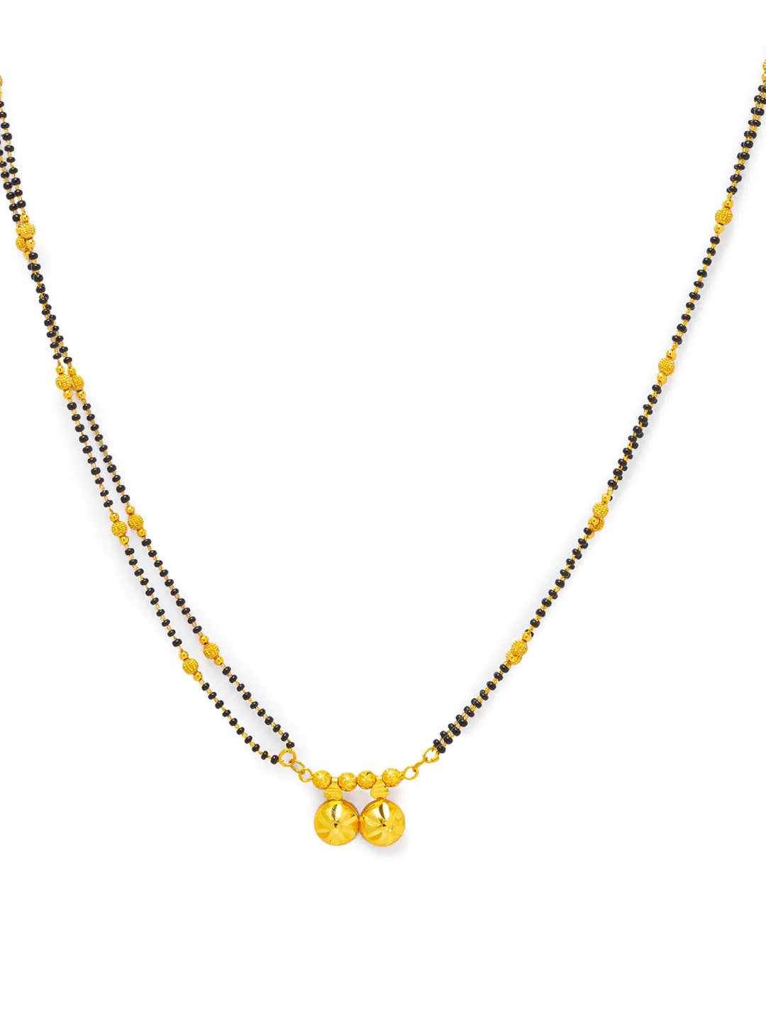 Gold Plated Long Mangalsutra मंगलसूत्र Latest Design Tanmaniya/Long Gold Chain/Black Beads Vati Pendant New Mangalsutra Designs For Women (32 Inches)