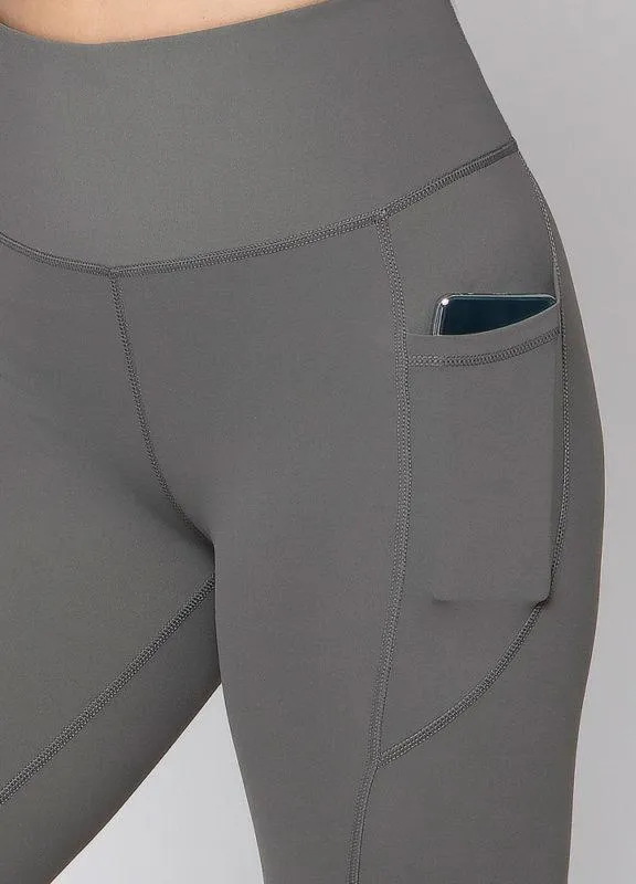 High Waisted 7/8 Leggings with Pockets - Grey