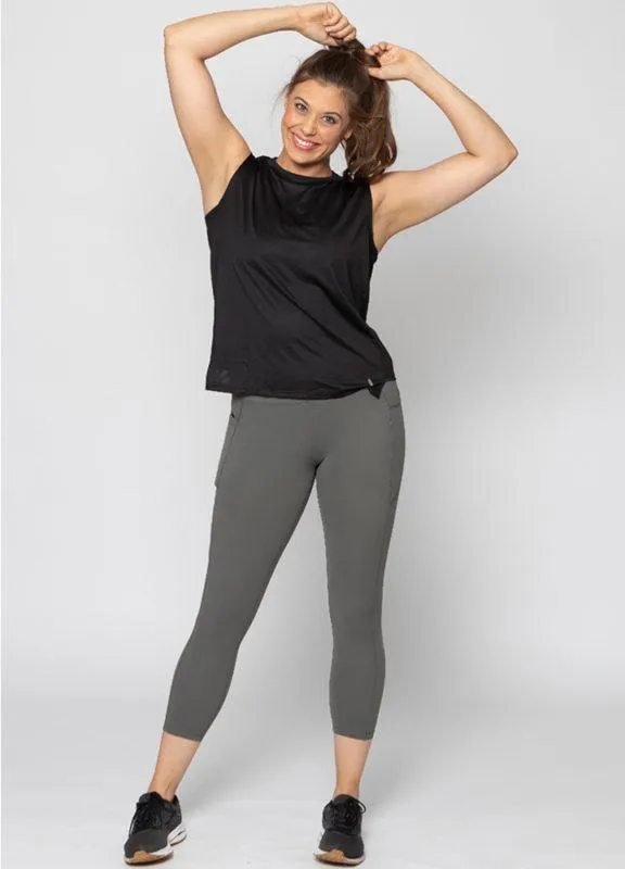 High Waisted 7/8 Leggings with Pockets - Grey
