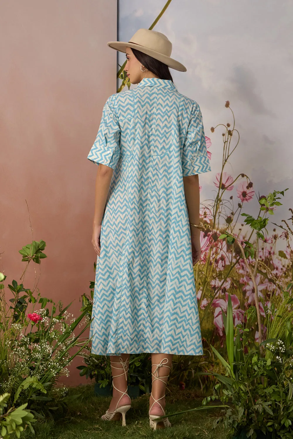 Ikkat Flared Shirt Dress