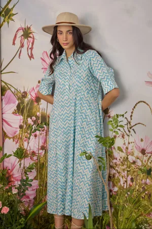 Ikkat Flared Shirt Dress