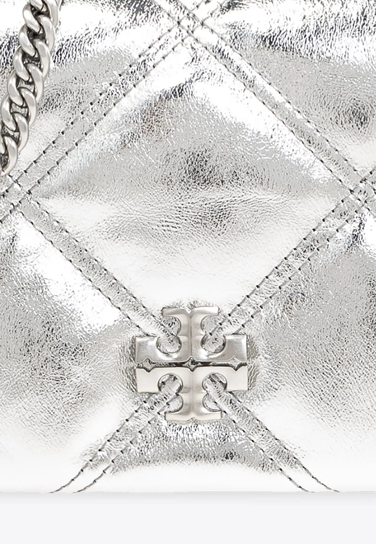 Kira Diamond Quilt Metallic Chain Clutch