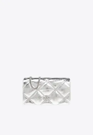 Kira Diamond Quilt Metallic Chain Clutch