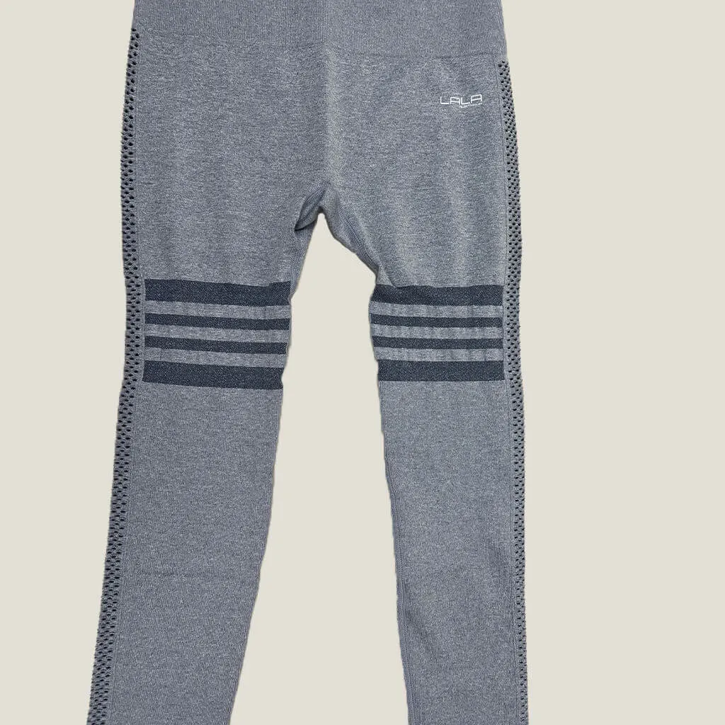 Lala Sportswear Grey Set with Long Sleeve Crop Top and Leggings
