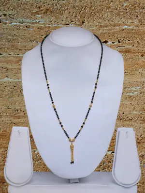 Long Mangalsutra Designs Gold Plated Latest Black Bead Golden Mani Latkan 21 Inches Mangalsutra