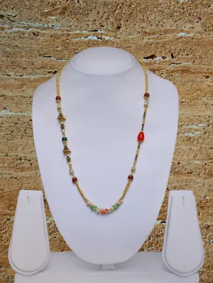 Long Mangalsutra Designs Gold Plated Latest Multi-color Pearls 21 Inches Mangalsutra
