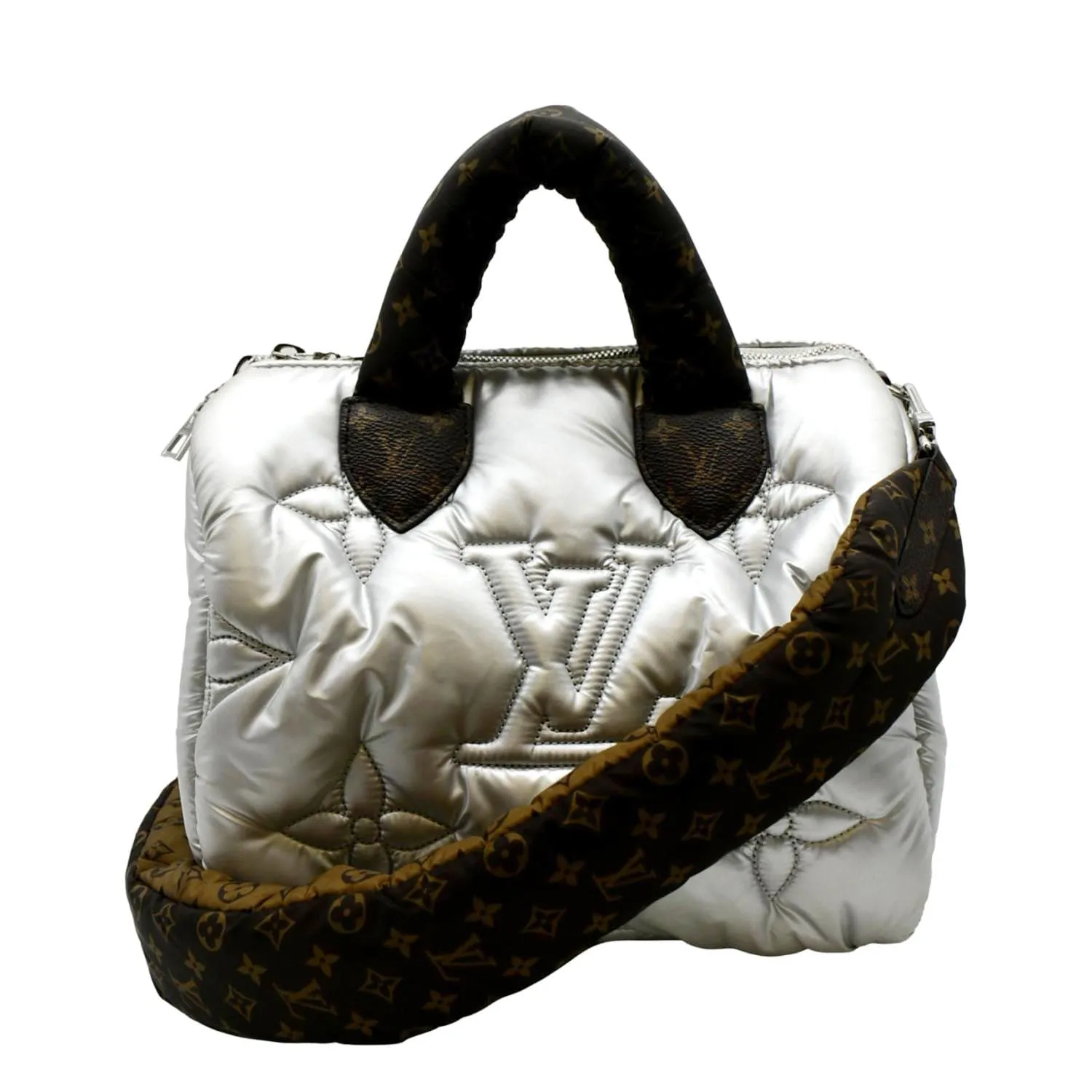 LOUIS VUITTON Speedy Bandouliere 25 Econyl Nylon Pillow Shoulder Bag Silver