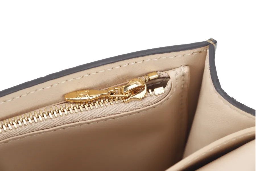 LOUIS VUITTON TRUNK CHAIN WALLET (N99721) PYTHON METALLIC LEATHER GOLD HARDWARE WITH CHAIN, STRAP AND DUST COVER