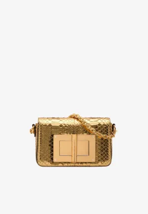 Medium Natalia Metallic Python Shoulder Bag