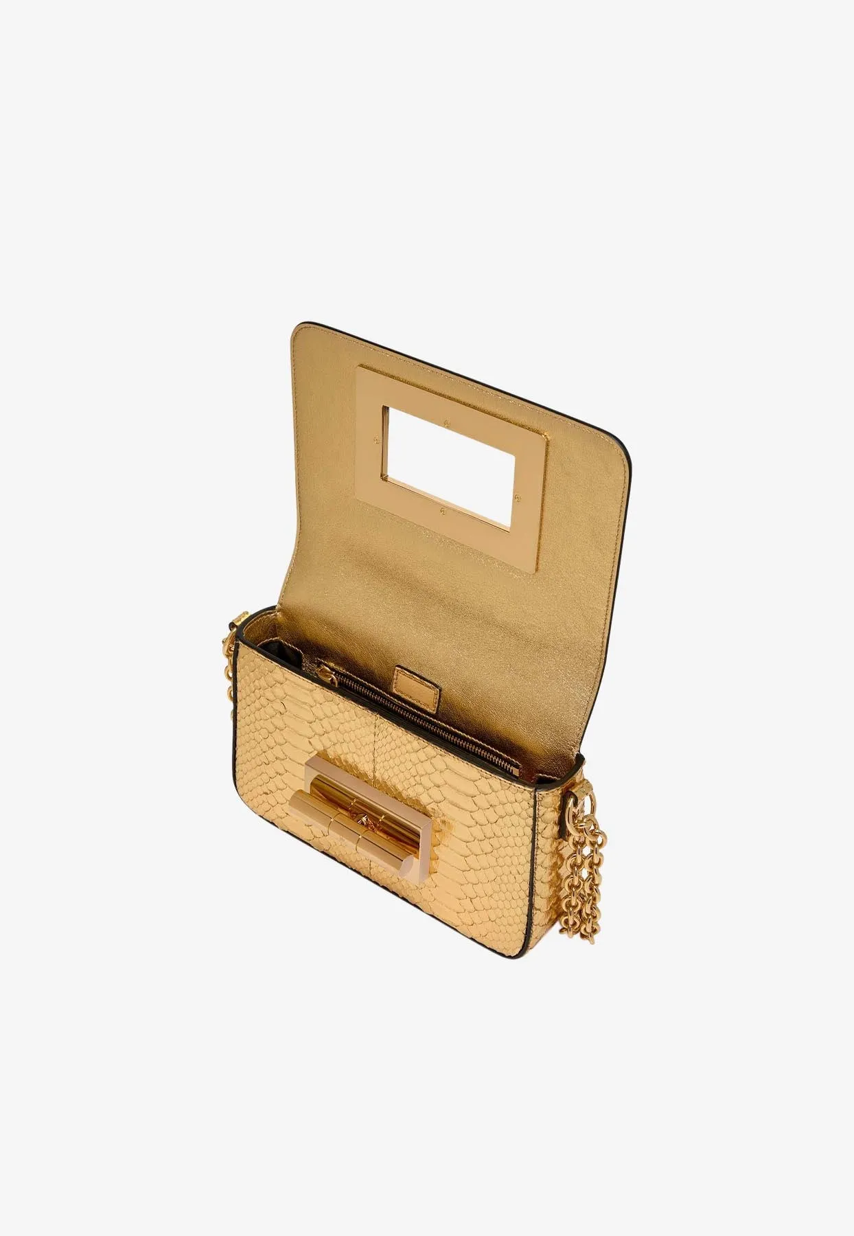 Medium Natalia Metallic Python Shoulder Bag