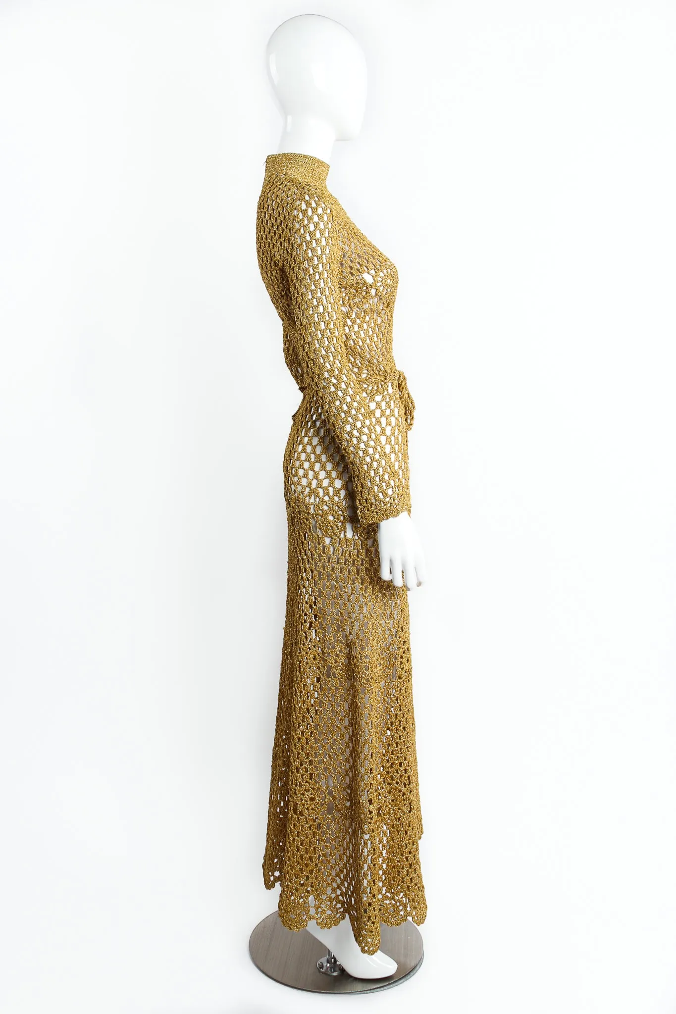 Metallic Gold Crochet Net Dress
