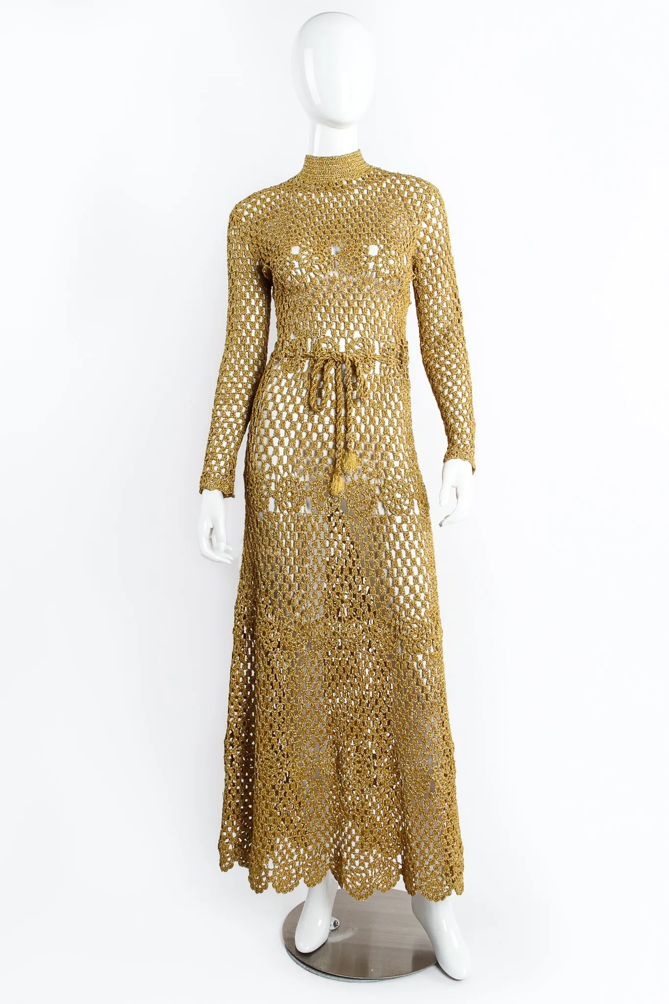 Metallic Gold Crochet Net Dress
