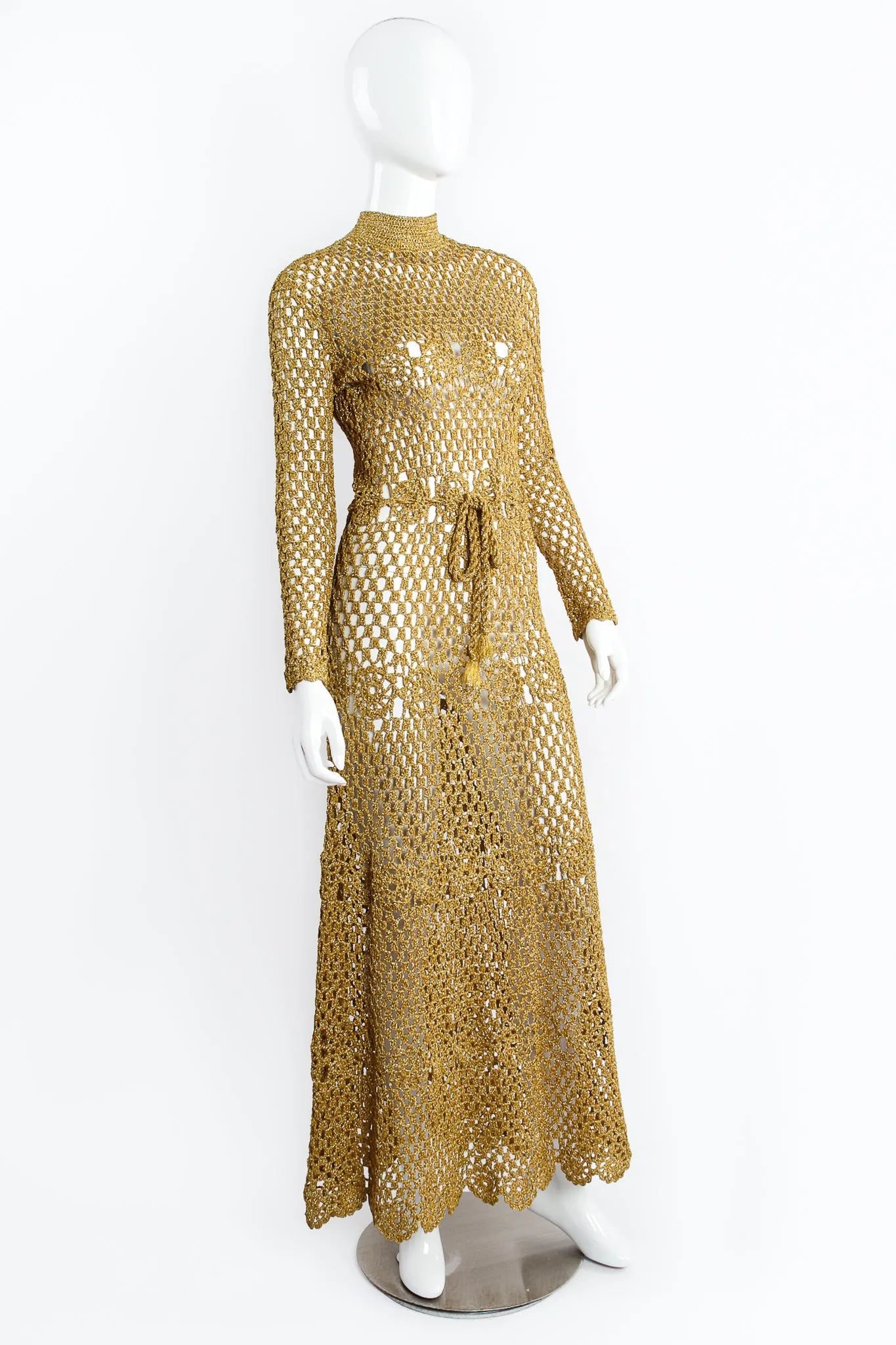 Metallic Gold Crochet Net Dress