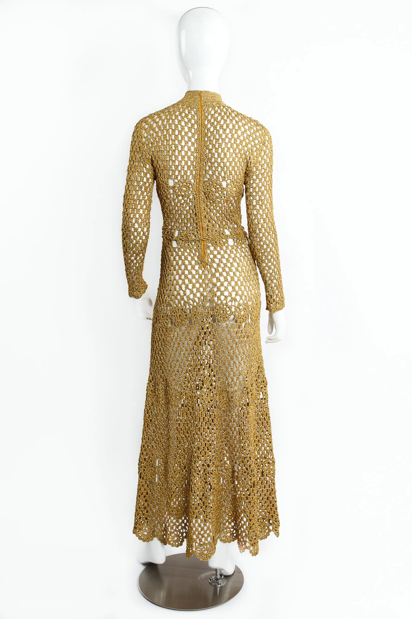 Metallic Gold Crochet Net Dress