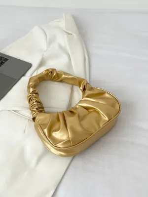 Metallic Minimalist Ruched Bag - Gold- FD ⚡