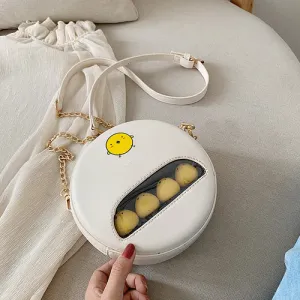 Mini PU Round shoulder bag - chick pig