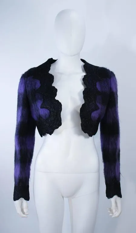 MR. BEENE Purple Plaid Mohair Jacket w/ Lace Accents Size 6-8