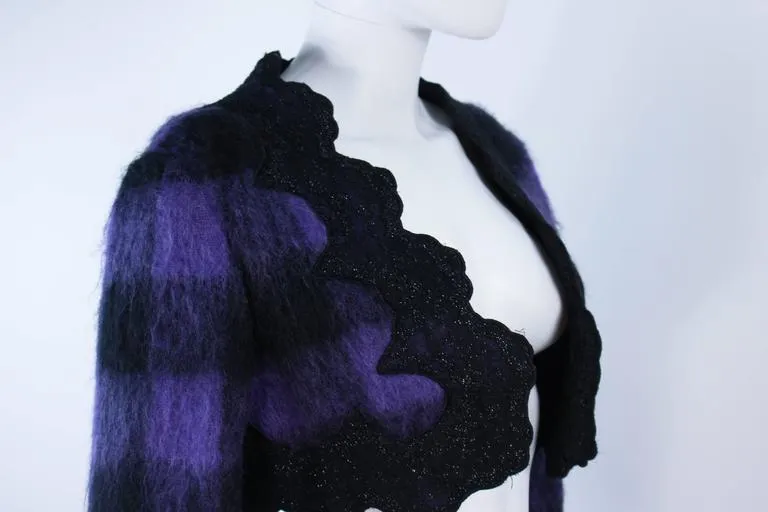 MR. BEENE Purple Plaid Mohair Jacket w/ Lace Accents Size 6-8