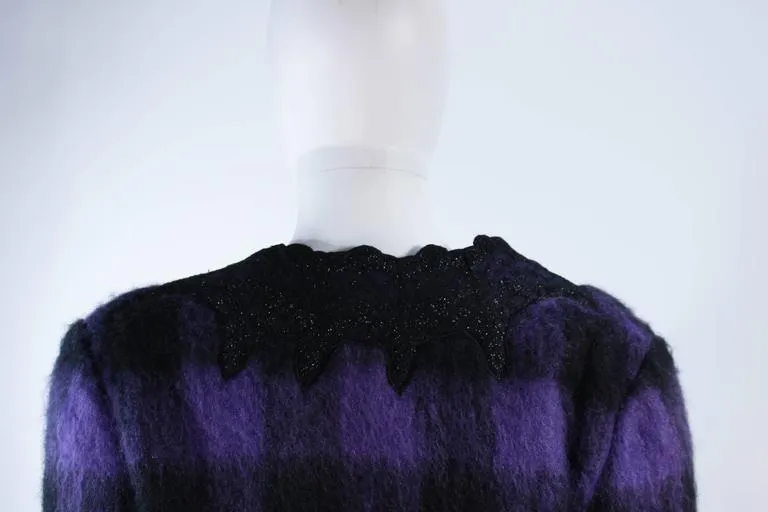 MR. BEENE Purple Plaid Mohair Jacket w/ Lace Accents Size 6-8