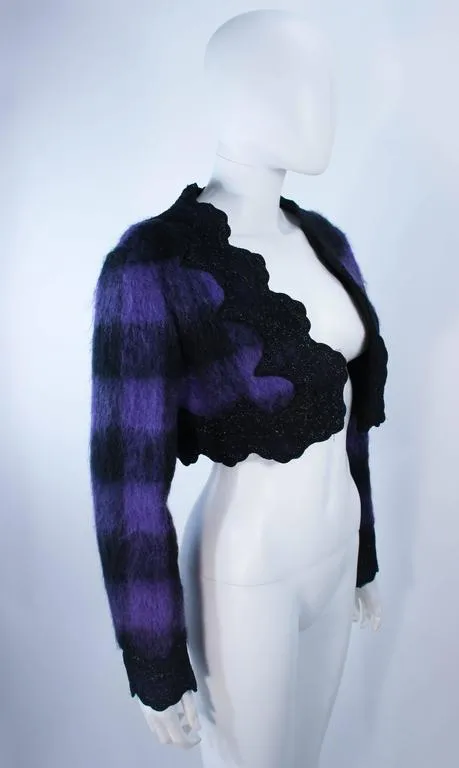 MR. BEENE Purple Plaid Mohair Jacket w/ Lace Accents Size 6-8