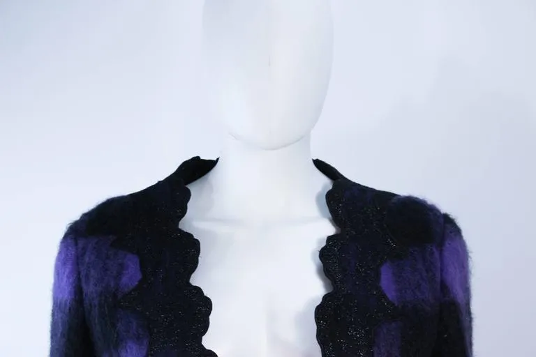 MR. BEENE Purple Plaid Mohair Jacket w/ Lace Accents Size 6-8