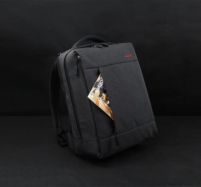 Multifunction USB charging Men Large Capacity 14" Laptop Backpacks For Teenager - Black/Silver Grey/Orange