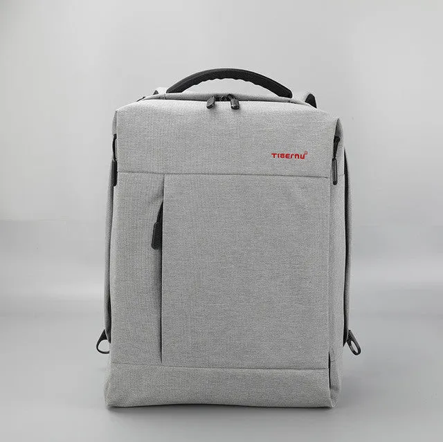 Multifunction USB charging Men Large Capacity 14" Laptop Backpacks For Teenager - Black/Silver Grey/Orange