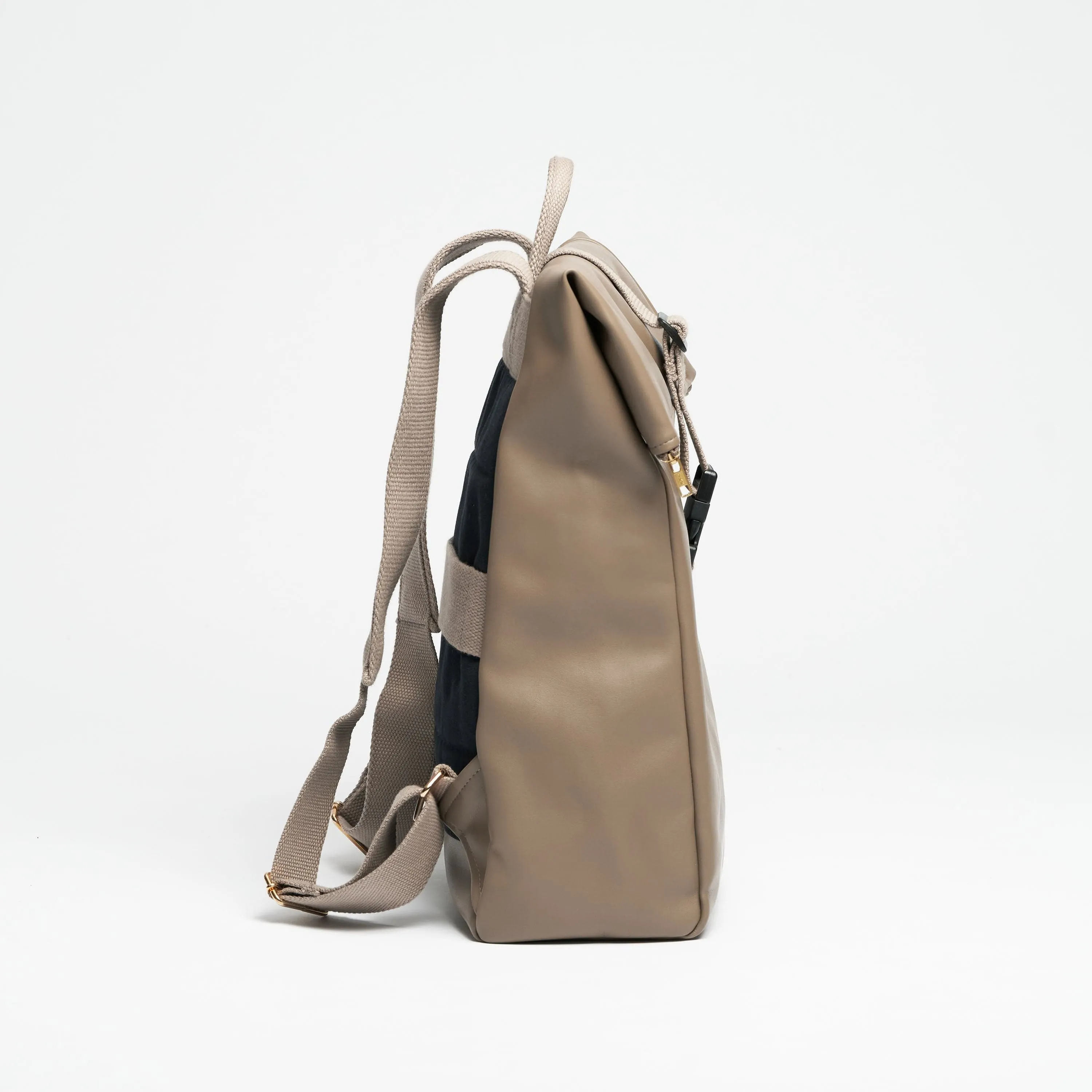Oleatex Vegan Olive Leather Foldtop Backpack | Mocha Brown