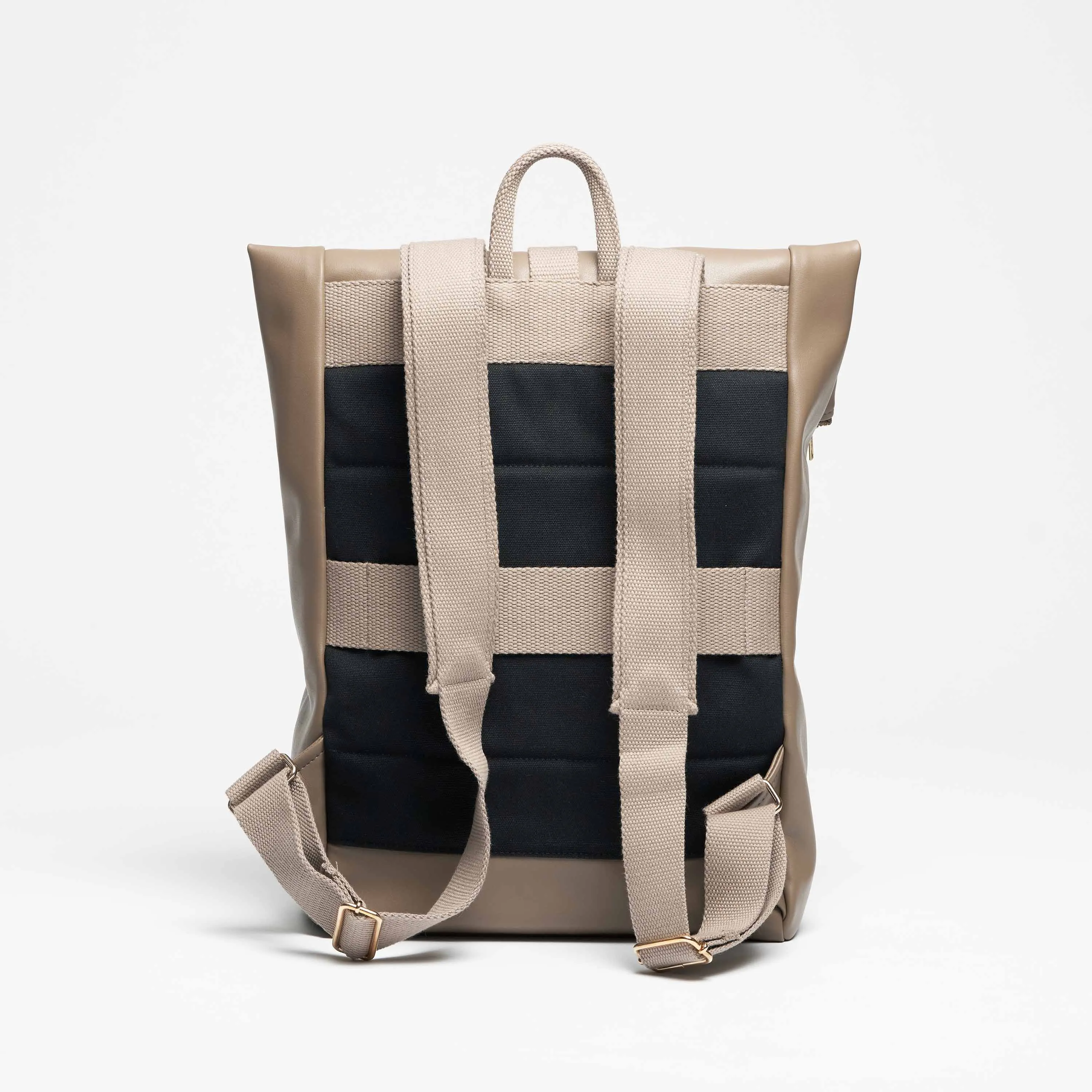 Oleatex Vegan Olive Leather Foldtop Backpack | Mocha Brown