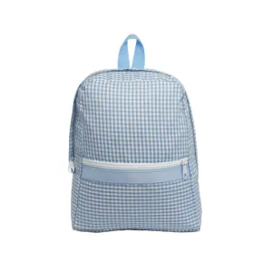 Personalized Gingham Baby Blue Small Backpack