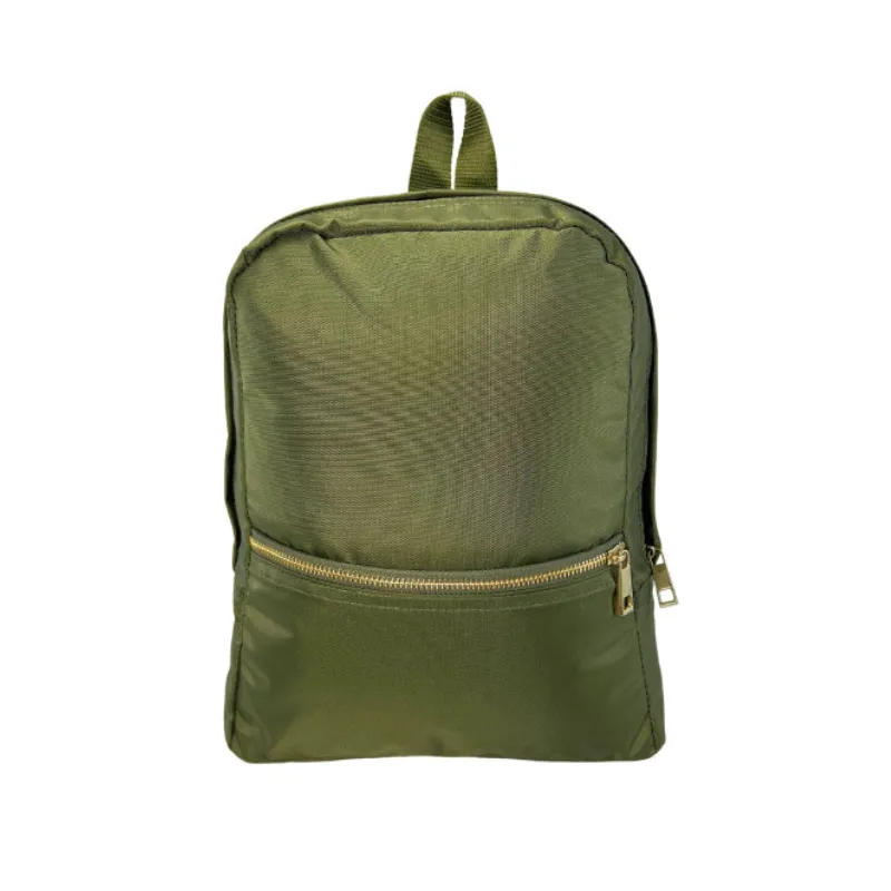 Personalized Nylon Olive Brass Small Backpack