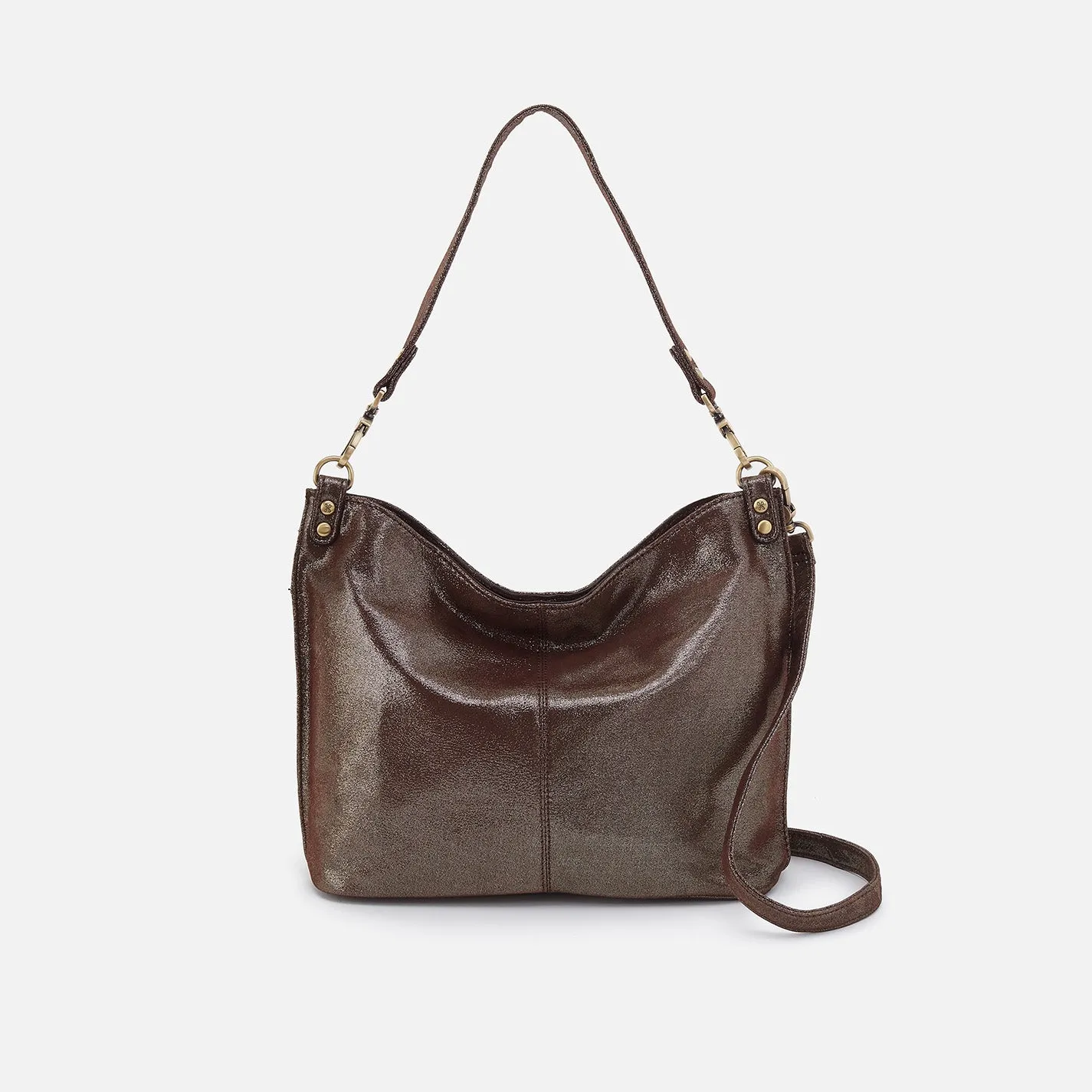 Pier Shoulder Bag In Metallic Leather - Coffee Galaxy