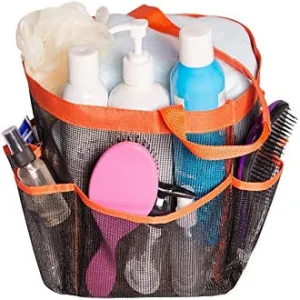 Portable Mesh Shower Caddy, Quick Dry Hanging Toiletry Tote Bag Organizer, Great for Home, Camping, Beach, Dorm etc - Orange