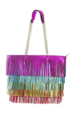 Rainbow Fringe Leather Bag
