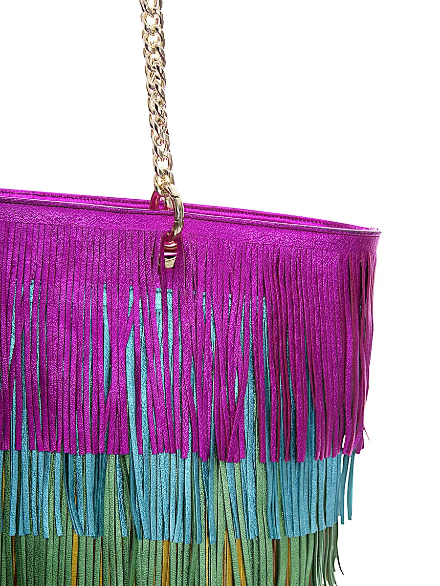 Rainbow Fringe Leather Bag