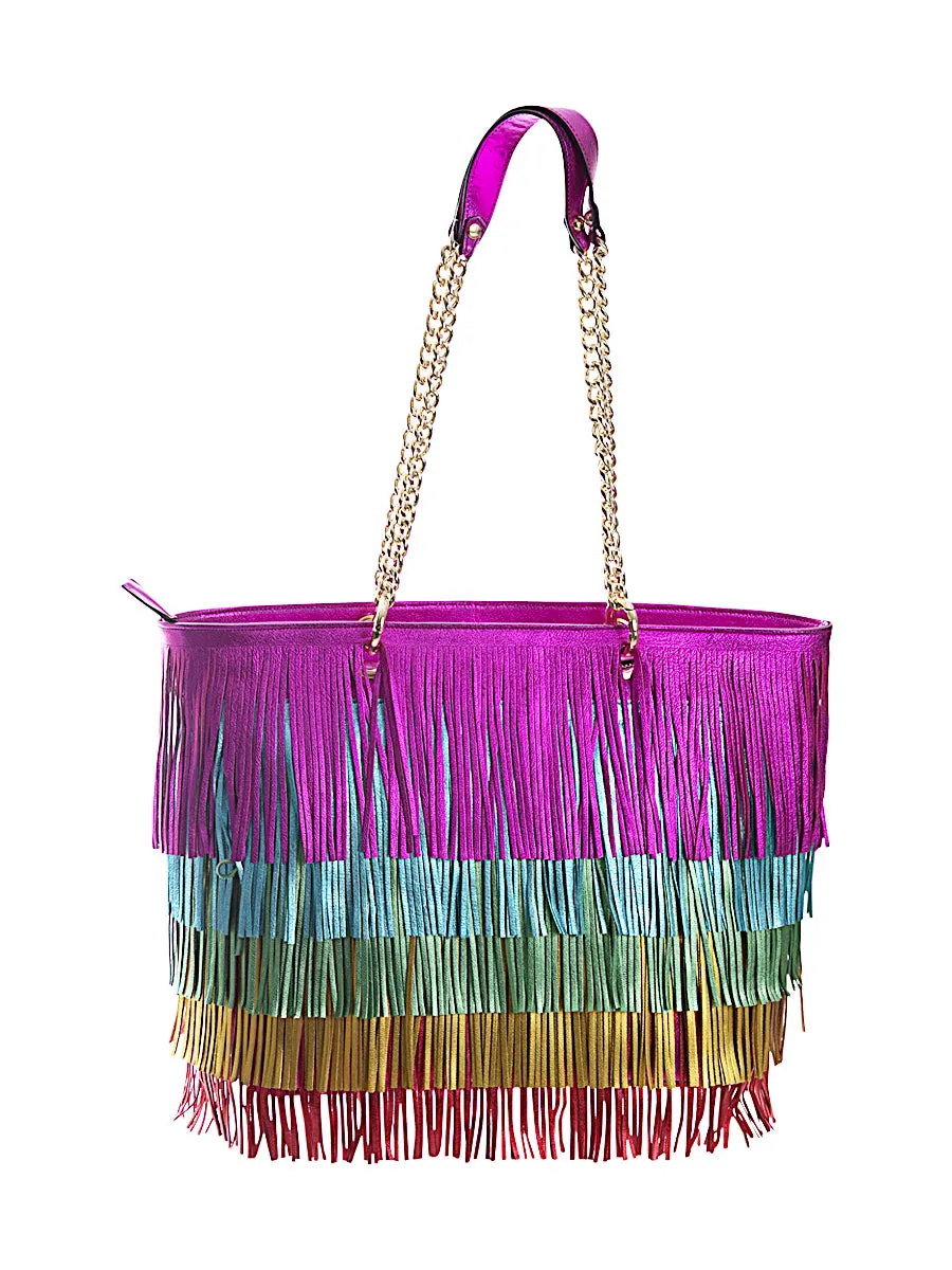 Rainbow Fringe Leather Bag