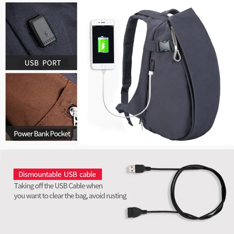 Retro Style USB Design Canvas Backpack High Capacity Travel/School Backpack For Men and Women