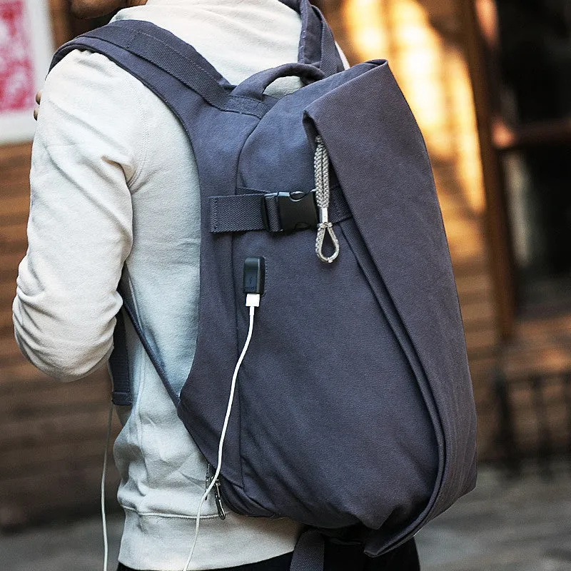 Retro Style USB Design Canvas Backpack High Capacity Travel/School Backpack For Men and Women