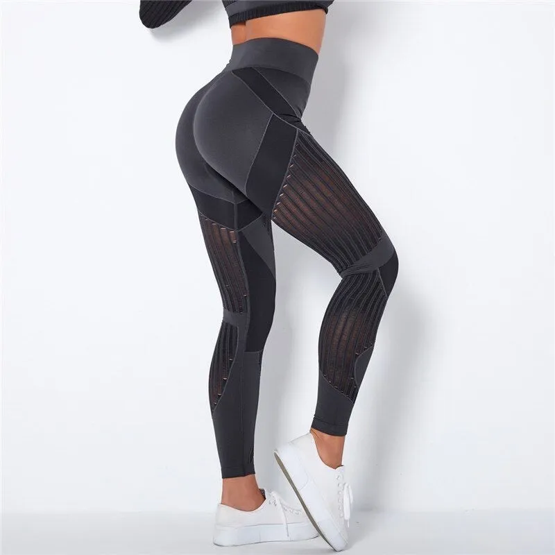 Ripped Mesh Leggings - Dark Grey