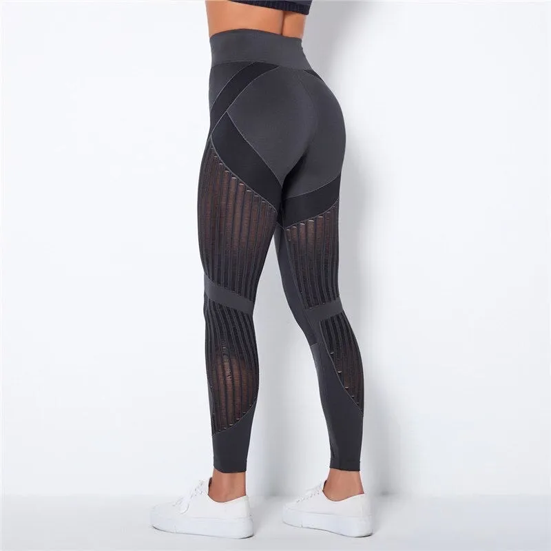 Ripped Mesh Leggings - Dark Grey